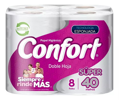 Papel Higiénico Confort 8 Rollos 40 Metros