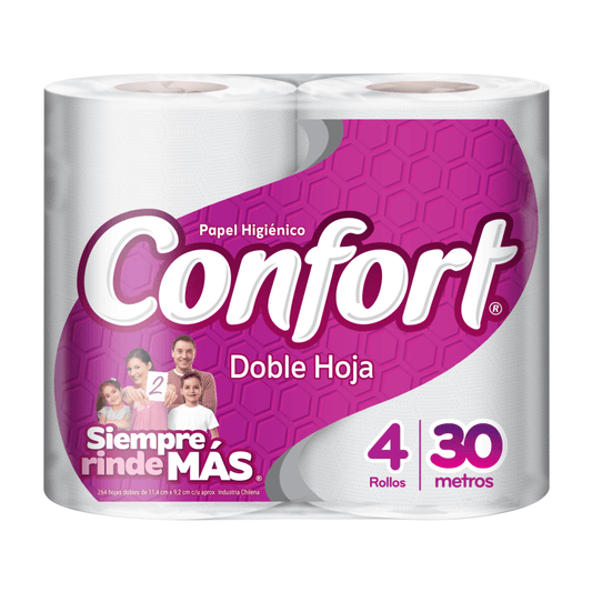 PAPEL HIGIENICO CONFORT 4 ROLLOS 30 METROS