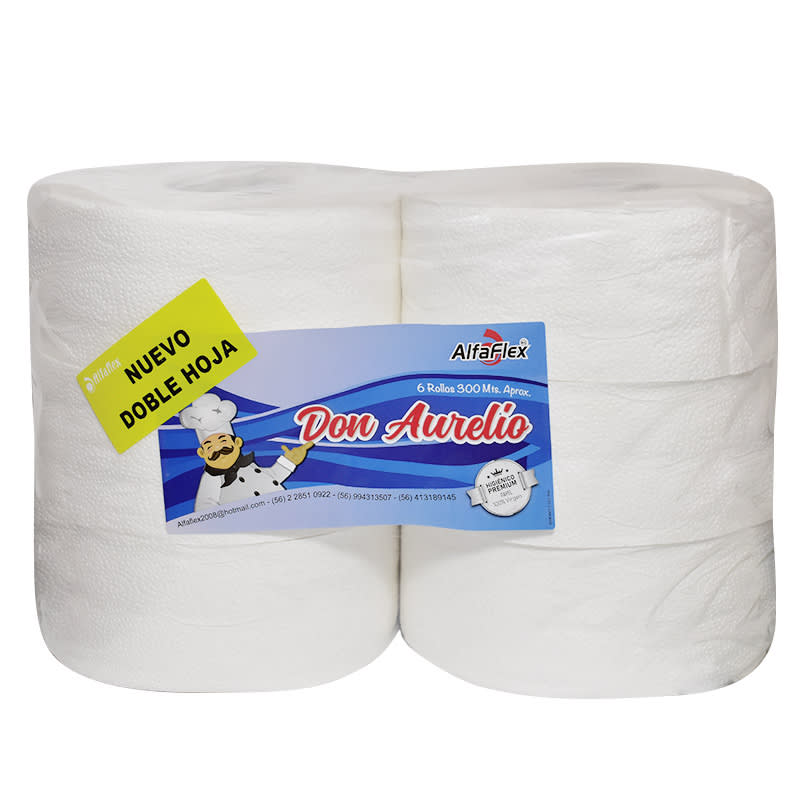 Papel Higienico Industrial 6 X 300 Metros Alfaflex Don Aurelio