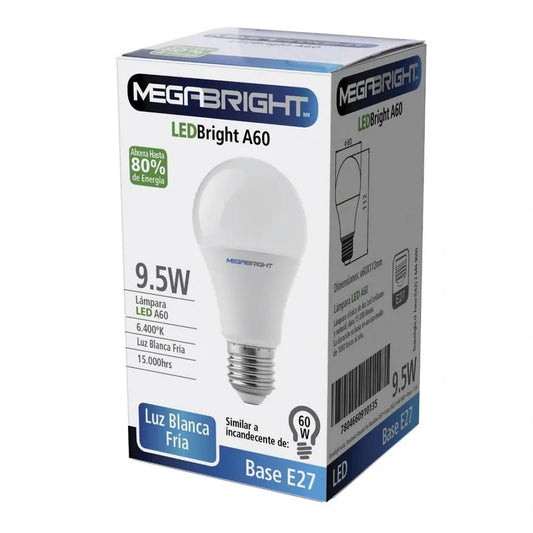 Ampolleta Led Megabright 9,5 Watts E-27 Modelo A60 Luz Fria