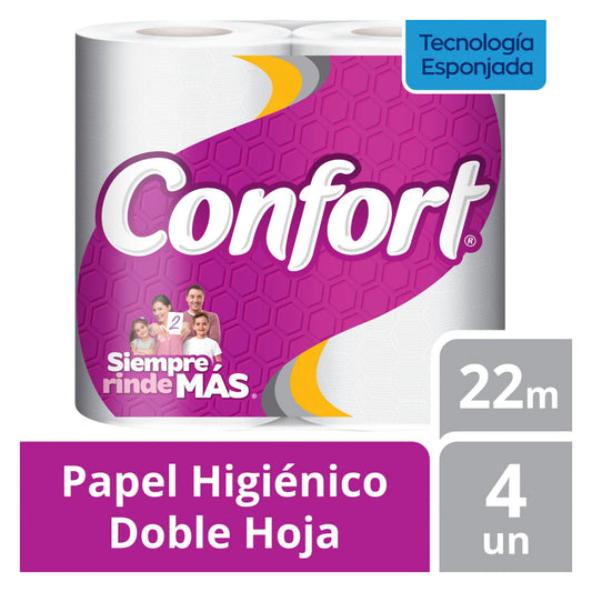 PAPEL HIGIENICO CONFORT 4 ROLLOS 22 METROS