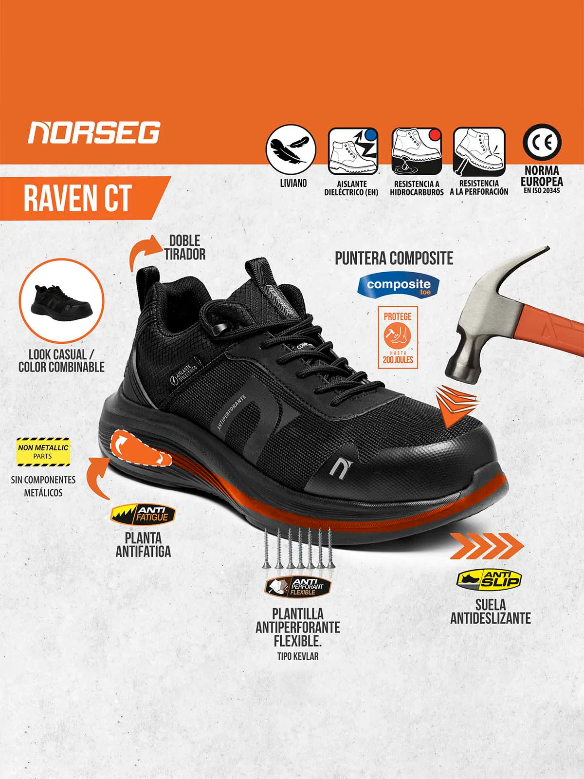 Zapatilla Seguridad Norseg Raven CT