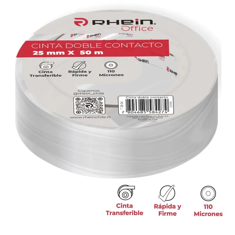 Cinta Adhesiva Doble Contacto  25 Milimetros X 50 Metros Rhein