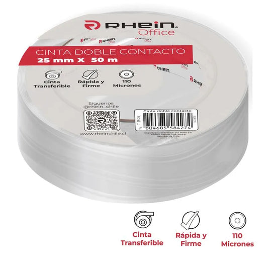 Cinta Adhesiva Doble Contacto  25 Milimetros X 50 Metros Rhein