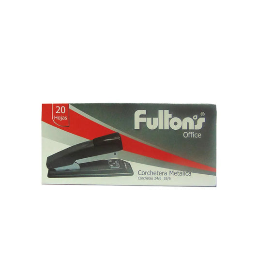 Corchetera Larga Metal Negro Para 20 Hojas 26/6 Fultons