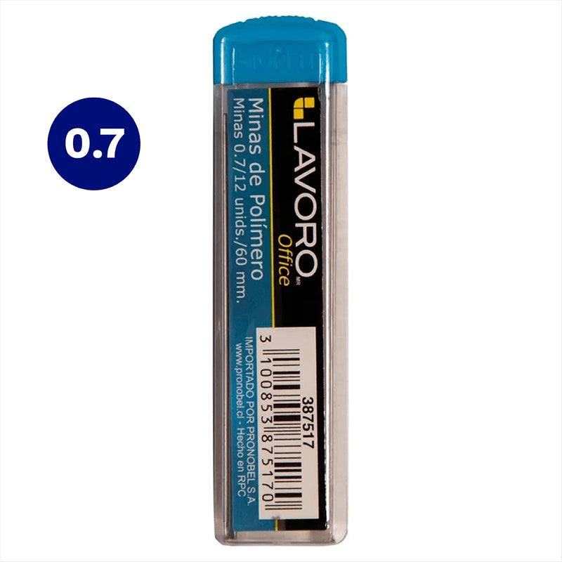Minas Polimero 0,7 Mm 12 Unidades Lavoro