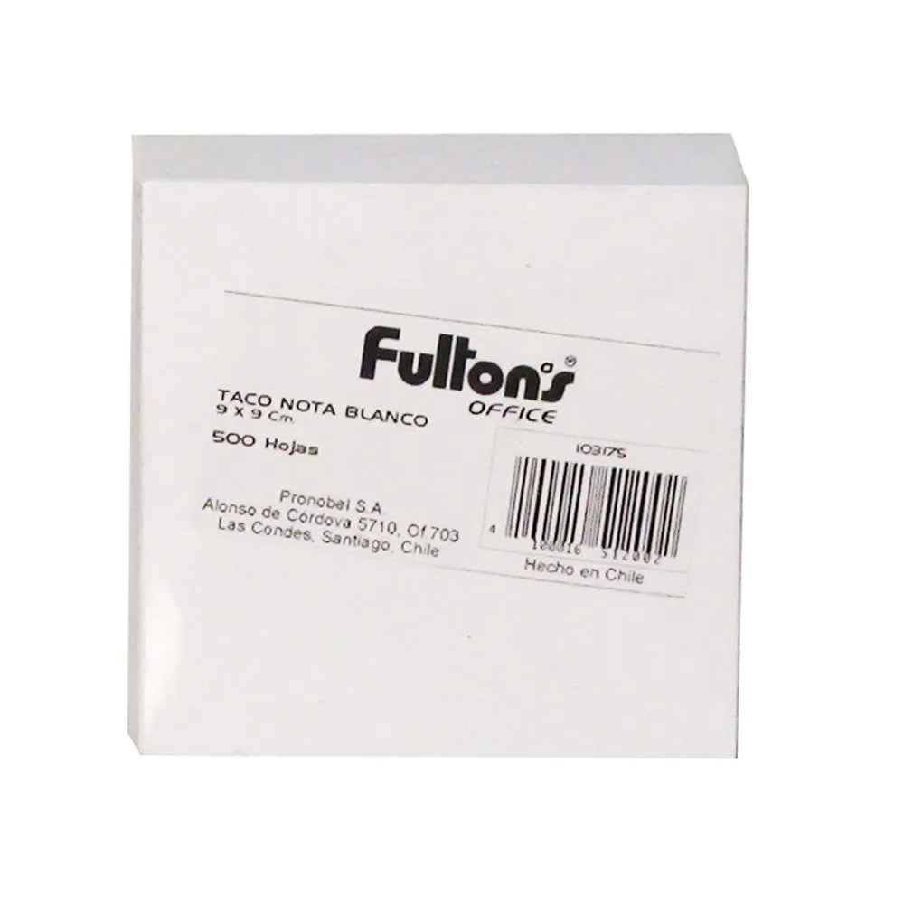 Taco Nota Blanco 9 X 9 500 Hojas Fultons