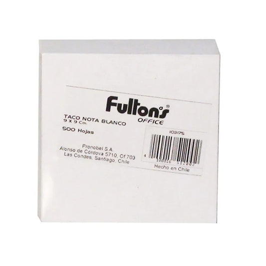 Taco Nota Blanco 9 X 9 500 Hojas Fultons
