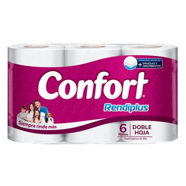 Papel Higienico Confort 6 Rollos 20 Metros